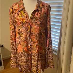 Aratta Pink & Orange Floral Button-Up Top
